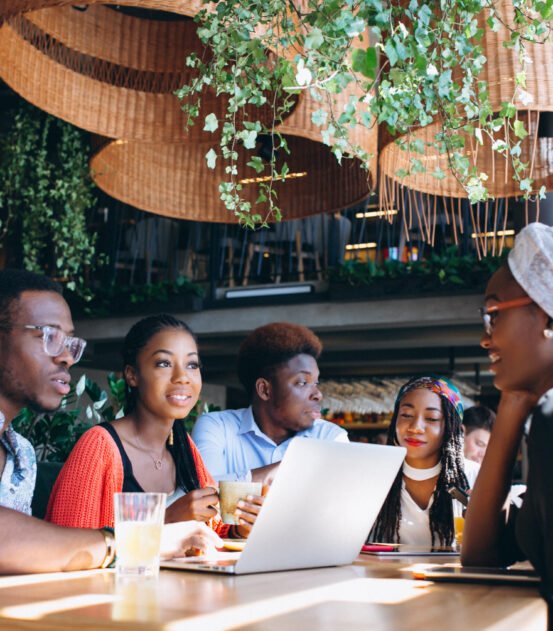 Group of afro americans working together